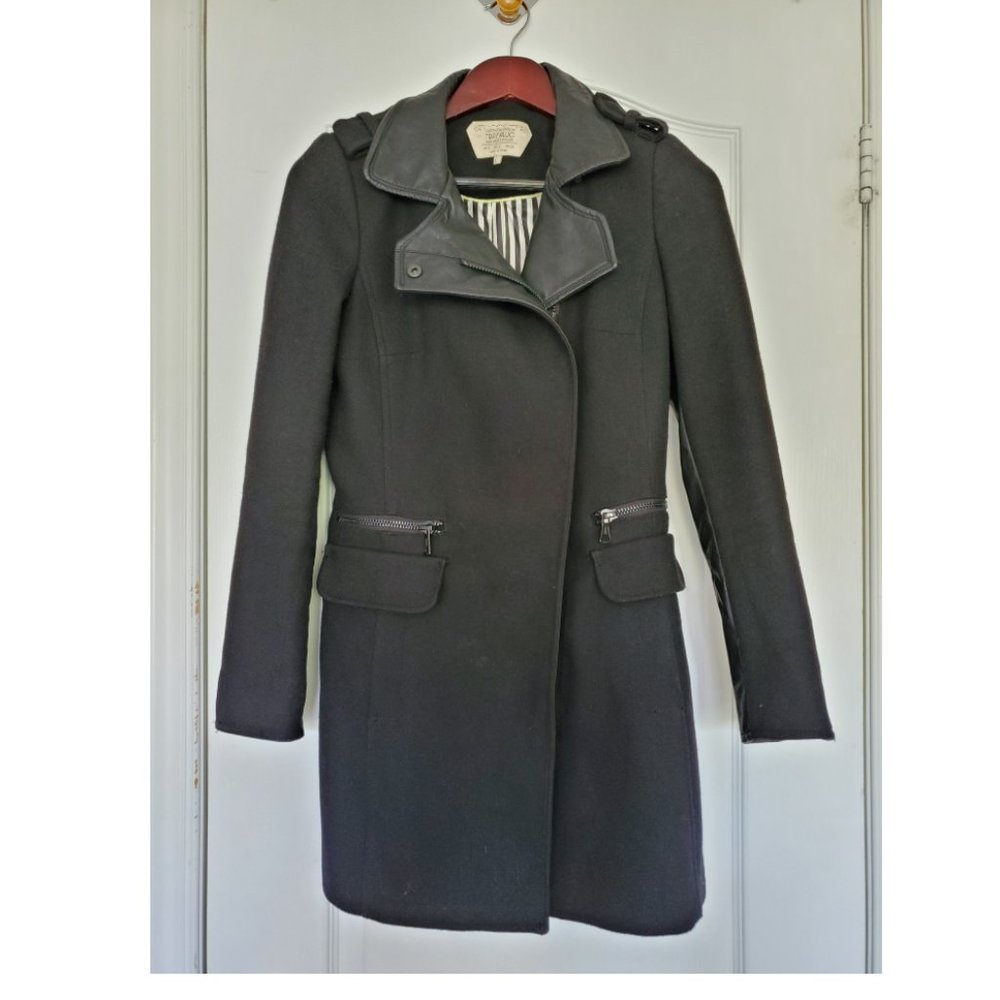 ZARA Black Faux Leather Accent Combination Coat